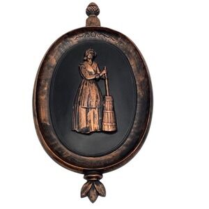 Vintage‎ Syroco Colonial Pilgrim Woman Wall Plaque 1970s Americana Decor